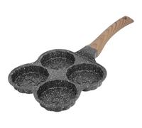 MUCKLILY Poêle à Œufs Antiadhésive à 4 Trous pour Cuisson de Hamburgers et Omelettes, Matériau Synthétique Résistant à L'usure Design Rainuré pour Petit Déjeuner Pratique