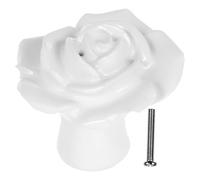 MUCKLILY Poignée de Meuble en Céramique Blanche à Motif Floral Bouton de Tiroir Décoratif Accessoire pour Placards et Armoires 1 Pièce Installation Facile Surface Lisse et Résistante