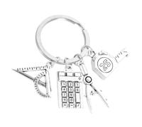 MUCKLILY Porte-clés Mathématiques Design avec Équerre et Calculatrice Pendentif Créatif pour Étudiants et Enseignants Accessoire de Sac Pratique et Original