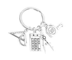 MUCKLILY Porte-clés Mathématiques Design avec Équerre et Calculatrice Pendentif Créatif pour Étudiants et Enseignants Accessoire de Sac Pratique et Original