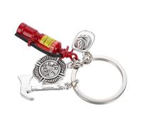 MUCKLILY Porte-clés Pompier avec Casque et Extincteur Miniature Charme de Sac à Dos et Résistant Accessoire Thème Pompiers pour Amateurs