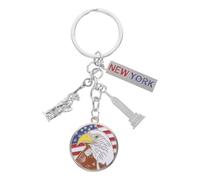 MUCKLILY Porte-Clés Souvenir Amérique avec Tête D’Aigle Drapeau Américain aux Trois Couleurs et Statuette Liberté Accessoire Décoratif Patriotique pour Fête Nationale et Usage Quotidien