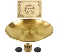 MUCKLILY Porte-Parfum en Alliage de Laiton 14 CM 9 Trous Brûleur de Parfum de Bureau Élégant Plateau Décoratif pour Bâtonnets de Parfum Accessoire pour Yoga Spa et Décoration