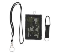 MUCKLILY Portefeuille Pliable Homme Camouflage Militaire avec Porte-Clés Intégré Mousqueton de Sécurité et Sangle Résistante Porte-Cartes de Crédit et Porte-Monnaie de Voyage pour