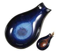 MUCKLILY Repose-cuillère en Céramique Bleu Four à Usage Polyvalent, Support Ustensiles Résistant à La Chaleur pour Plan De Travail, Plat Petit Apéritif Et Coupelle Sauce,