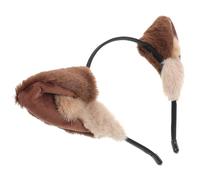 MUCKLILY Serrage-Tête Oreilles de Loup en Peluche Doux Bandeau Cosplay Mignon pour Maquillage et Soins du Visage Couleur Brun Foncé Accessoire Cheveux Confortable pour Fête Halloween