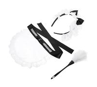 MUCKLILY Set Accessoires Cosplay Soubrette pour Adultes Comprenant Tablier Bandeau et Plumeau pour Déguisement de Fête et Soirées à Thème