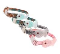 MUCKLILY Set de Colliers pour Chats Couleur Aléatoire en Coton Lot de 4 Motif Treillis Forme Poisson, Réglables, Pratiques et Adorables pour Accompagner Vos Animaux de