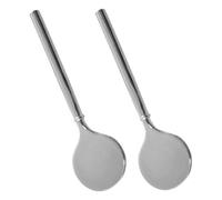 MUCKLILY Spatules Lot de 2 en Alliage de Zinc Argenté pour Application Propre Design Ergonomique pour Crème Contour des Yeux pour Trousse de Voyage ou Maquillage
