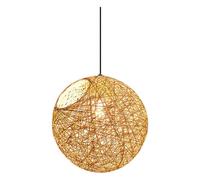 MUCKLILY Suspendre Lampe Boule en Rotin Naturel 15 CM Source LED 3W Intégrée Lumière Décorative Romantique pour Salon Salle à Manger et Café Éclairage Intérieur Chaleureux
