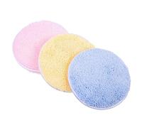 MUCKLILY Tampons Démaquillants Ronds Lot De 3 Couleurs Jaune, Rose Et Bleu Éponge Nettoyante Douce Pour Visage Femmes Enlève Maquillage Et Impuretés Usage Quotidien