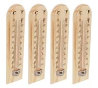 MUCKLILY Thermomètre Mural en Pin Naturel pour Cave à Vin et Fermentation Cadran Décoratif Grand Format Plage de 40℃ à 50℃ Lot de 4 Pièces Usage Intérieur et Extérieur Contrôle Précis