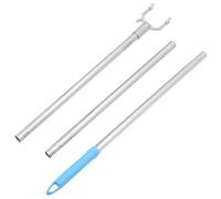 MUCKLILY Tringle à Vêtements Télescopique en Acier Inoxydable 130 Cm, Manche Long Tête en Aluminium Carrée, Barre de Séchage Pratique pour Placard et Rangement Maison