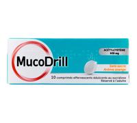 Mucodrill 600mg Acétylcystéine Sans Sucre 10 Comprimés Effervescents