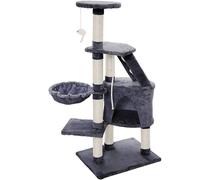 Mucola Arbre à chat Anthracite Arbre à chat 120cm Maison du chat Arbre à grimper Colonne pour chats Meubles de jeu Arbre à chat naturel Colonne Sisal