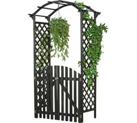 Mucola Arche de roses avec portail Pergola Arche de treillis Spalier bois Treillis Pergola Colonne de roses Arche de jardin - Noir