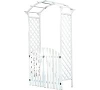 Mucola Arche de roses avec portail Pergola Arche de treillis Spalier bois Treillis Pergola Colonne de roses Arche de jardin - Blanc