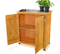 Mucola Armoire à outils Abri de jardin Armoire de jardin + 2 portes Table à plantes Armoire polyvalente - Marron