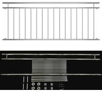 Mucola Balustrade de balcon en acier inoxydable Balustrade française à barreaux Grille de fenêtre Garde-corps d'escalier Grille de balcon Fenêtre - 225 cm