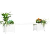 Mucola Banc de jardin avec bacs à fleurs Banc de jardin en bois Banc avec jardinières - Blanc