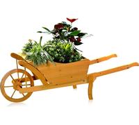 Mucola Brouette à planter Brouette de jardin en bois Brouette à fleurs Bac à fleurs Brouette en bois Bac à fleurs - Marron