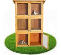 Mucola Cage à lapins 6 boxes Clapier en bois Enclos extérieur Clapier petits animaux XXL Cage à lapins Poulailler Cage à hamsters Lapin