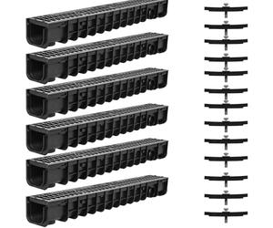 Mucola Caniveau 6 m avec Grille en Fonte B125 jusqu'à 12,5 t argenté | Système emboîtable extensible, antivols inclus, élément 100x14x11,5 cm, pour cour et allée
