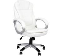Mucola Chaise de Bureau réglable en Hauteur en Similicuir Blanc | Fauteuil de direction basculant, dossier haut avec appui-tête, accoudoirs rembourrés, pivotant à 360°