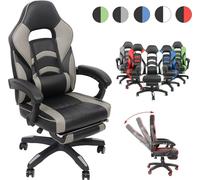 Mucola Chaise de jeu avec repose-pieds Chaise de bureau réglable en hauteur BüBraunuhl Chaise de direction siège baquet chaise pivotante - noir / bleu