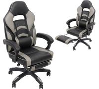 Mucola Chaise de jeu avec repose-pieds Chaise de bureau réglable en hauteur BüBraunuhl Chaise de direction siège baquet chaise pivotante - noir / gris