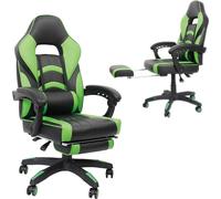Mucola Chaise de jeu avec repose-pieds Chaise de bureau réglable en hauteur BüBraunuhl Fauteuil de direction siège baquet Chaise pivotante - noir / vert