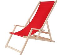 Mucola chaise de plage avec accoudoirs chaise longue de plage en bois pliable chaise longue de jardin chaise longue pliante - rouge