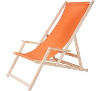 Mucola chaise de plage avec accoudoirs chaise longue de plage en bois pliable chaise longue de jardin chaise longue pliante - Orange