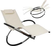 Mucola Chaise longue à bascule pliable Chaise longue de relaxation Chaise longue de jardin 200kg Chaise longue de plage Chaise longue de balcon - Beige