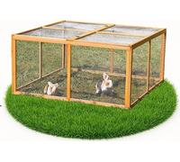 Mucola Clapier petits animaux 120x120x59 cm Enclos en bois Clapier pour lapins Cage pour lapins