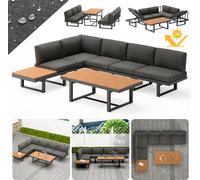 Mucola Groupe de sièges en aluminium Lounge Canapé d'angle avec fonction chaise longue résistant aux intempéries Groupe de repas Meubles de jardin Oasis de détente Canapé Garniture de siège Meubles d'
