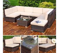 Mucola Lounge Set Polyrattan Meuble de jardin en rotin Ensemble de jardin Canapé Groupe de repas Garniture de jardin - Marron