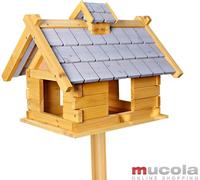 Mucola Mangeoire pour oiseaux Mangeoire pour oiseaux en bois Villa pour oiseaux Mangeoire pour oiseaux Nichoir - Gris