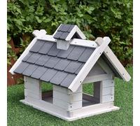 Mucola Mangeoire pour oiseaux Mangeoire pour oiseaux en bois Villa pour oiseaux Mangeoire pour oiseaux Nichoir - Blanc / Gris