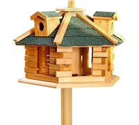 Mucola Mangeoire pour oiseaux Mangeoire pour oiseaux en bois Villa pour oiseaux Silo de nourriture Mangeoire pour oiseaux Nichoir - Marron/ Vert