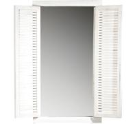 Mucola Miroir mural avec volets Miroir 72CM Miroir de garde-robe Fenêtre de miroir Bois Miroir de salle de bain Miroir de décoration - Blanc