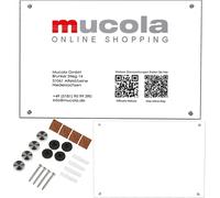 Mucola Panneau d'entreprise Panneau publicitaire Panneau de cabinet médical Verre 120x50 Verre de sécurité Logo Nom de l'entreprise Salles de réunion Cabinets médicaux Environnement de bureau