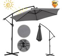 Mucola Parasol à manivelle Parapluie de jardin Parapluie de marché Parapluie de plage Parasol de terrasse Protection solaire - Gris 3 m