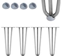 Mucola Pieds de table 4 pièces Hairpin Leg Pieds en épingle à cheveux Piètement de table Patins de table Pied de table de salle à manger - Acier 3 entretoises 72CM