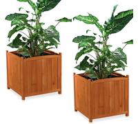 Mucola Pot de fleurs Bac à fleurs carré Support de fleurs Bac à plantes en bois Pot de fleurs Cache-pot - 50 cm Set de 2 pièces