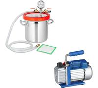 Mucola Set Pompe à vide Pompe à vide + chambre de dégazage Chambre à vide Compresseur en aluminium Piège à résine Chamber - 70L/min Pompe + 7,6L Chambre