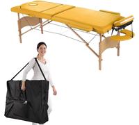 Mucola table de massage 3 zones table de massage pliable table d'esthétique table de massage table de thérapie mobile châssis en bois - jaune