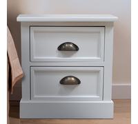 Mucola Table de nuit Blanc Table d'appoint 2 tiroirs en bois Shabby Chic Table de nuit Table d'appoint Chambre à coucher Console de nuit