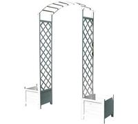 Mucola Treillis avec bac à plantes Treillis pour rosiers Arc de cercle Support pour fleurs Poteau pour rosiers Arc de cercle en bois Pergola Support pour plantes grimpantes - Blanc