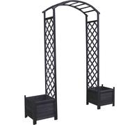 Mucola Treillis avec bac à plantes Treillis pour rosiers Arc de cercle Support pour fleurs Poteau pour rosiers Arc de cercle Pergola en bois Treillis - Noir